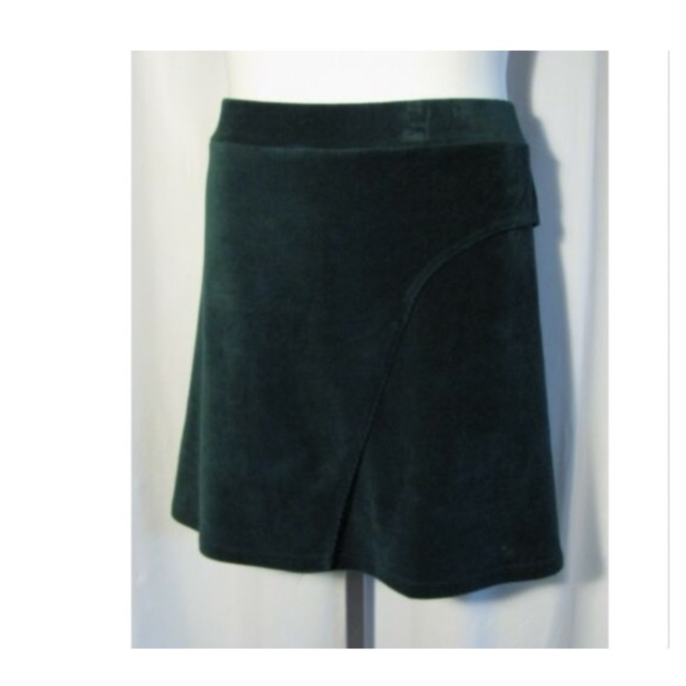Asos Dark Green Velour Wrap Look Skirt